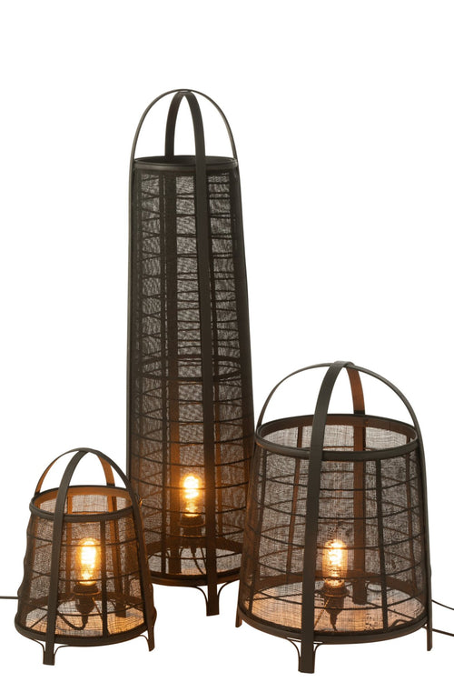 J-Line lamp Don - katoen/bamboe - zwart