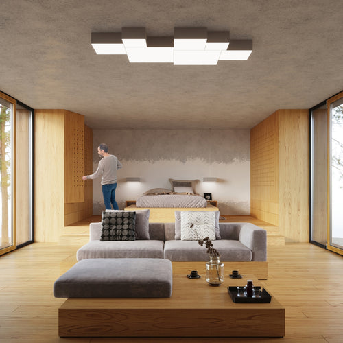 Sollux Lighting Plafondlamp HORUS 45 grijs - 45x45x11cm