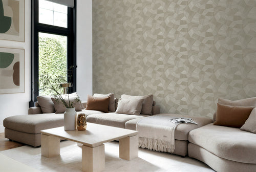 Origin Wallcoverings behang grafisch 3D motief zand beige - 53 cm x 10.05 m - 347819