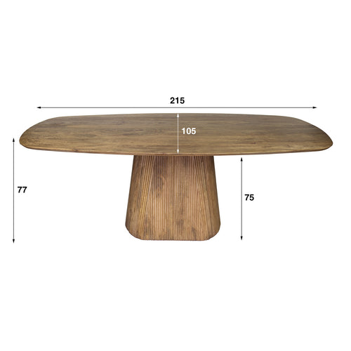 Giga Meubel Eettafel Wave - Naturel Hout - 215x105x77cm