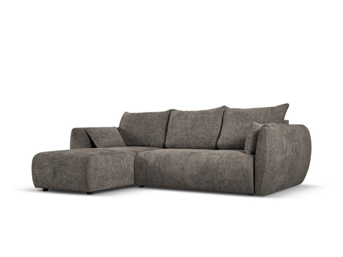 Cosmopolitan Design Uitklapbare hoekbank links met opbergdoos Matera 4-zits, chenille, grijs - 173x253x86cm