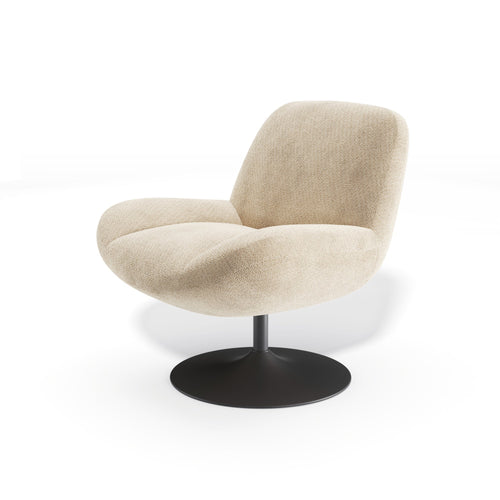Premium Interiors - Draaistoel RETRO - krullend fluweel beige 71cm