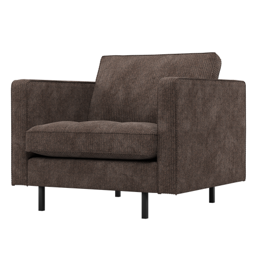 WOOOD classic fauteuil Rodeo - Ribstof - Bruin - 83x98x88