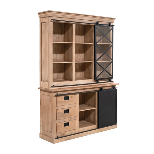 Starfurn Vitrinekast Fresno - Naturel Hout - 160x45x220cm