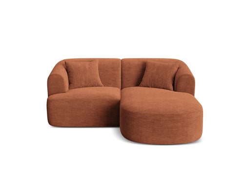 Cosmopolitan Design Modulaire hoekbank rechts Campi 3-zits, ribfluwelen terracotta - 156x180x70cm