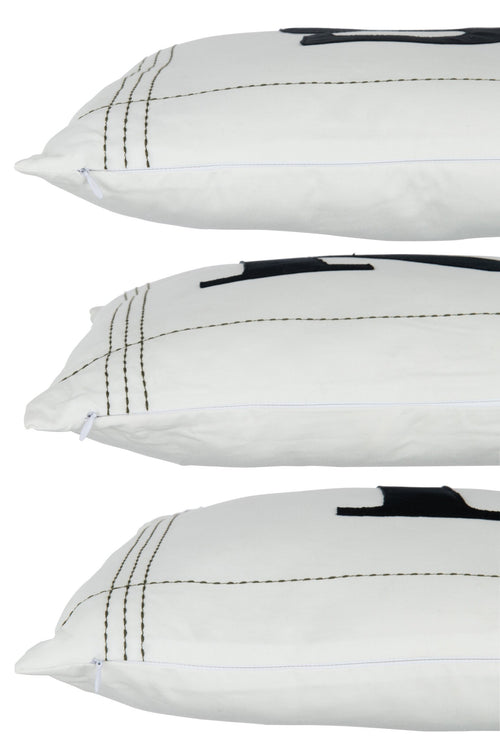J-Line kussen S-K-I - katoen - wit - 3 stuks