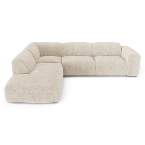 Sia Home - Grote hoekbank, links MYRA - fluweel met motieven crème 269cm