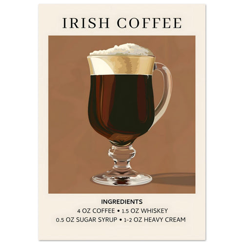 Artfulprints  Irish Coffee - Ingrediënten   poster A4 21x29.7 cm - vtwonen shop
