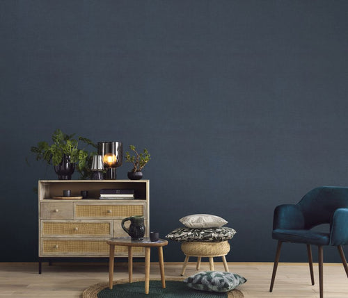 Erismann behang linnenstructuur vergrijsd blauw - 53 cm x 10.05 m - 661427 - vtwonen shop