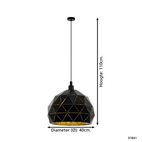 EGLO hanglamp Roccaforte - e27 - ø 40 cm - zwart/goud - vtwonen shop