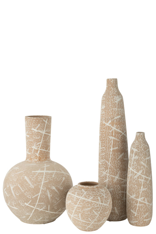 J-Line vaas Dune Bol - keramiek - beige/wit - Ø 34 cm - vtwonen shop