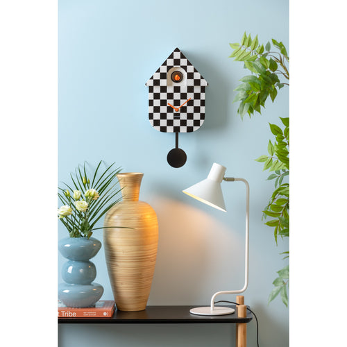 Karlsson wandklok Modern Cuckoo Checker - zwart - 8.5x21.5x40.5cm - vtwonen shop