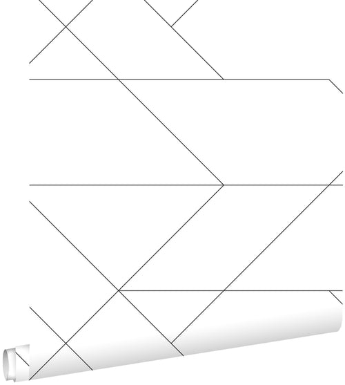 ESTAhome behang grafische lijnen zwart wit - 53 cm x 10.05 m - 139235