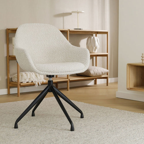 Nolon Nola-Mae Draaibare Eetkamerstoelen Bouclé Beige - Zwart - 2x - vtwonen shop