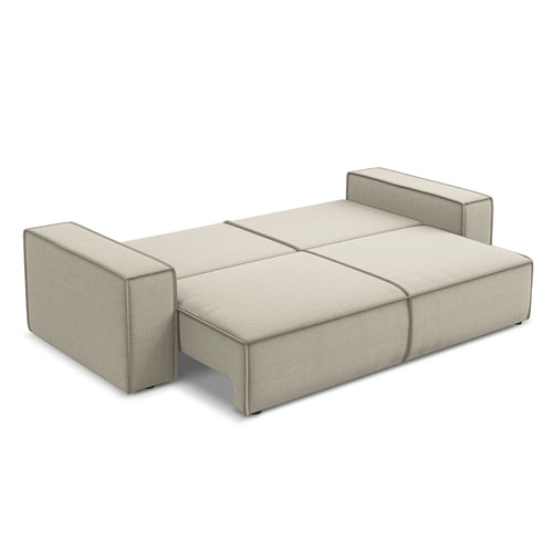 LaMiaSofa 3-zits slaapbank Livorno - velours - parel - 255x105x85