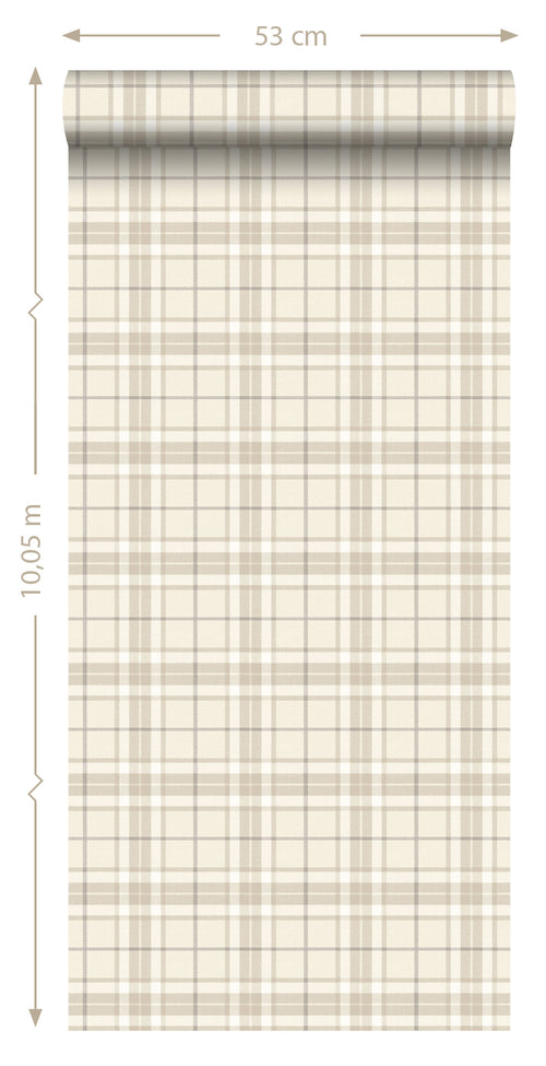 ESTAhome behang ruiten beige - 53 cm x 10.05 m - 137722