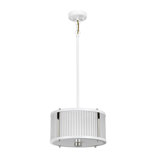 Corona cilindrische hanglamp met 2 lampen, wit gepolijst nikkel, mat glas