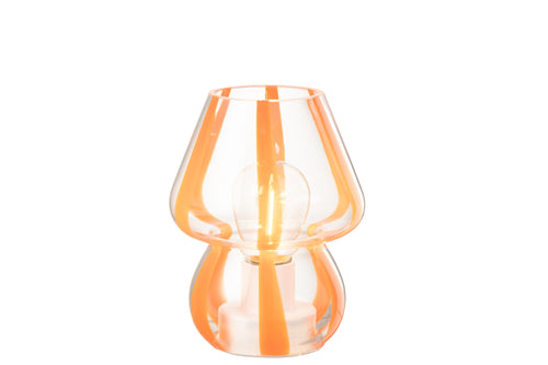 J-Line tafellamp Strepen - glas - transparant/oranje - small