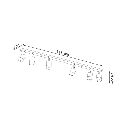 Sollux Lighting Plafondlamp NERO 6 zwart/chroom - 117x5x18cm