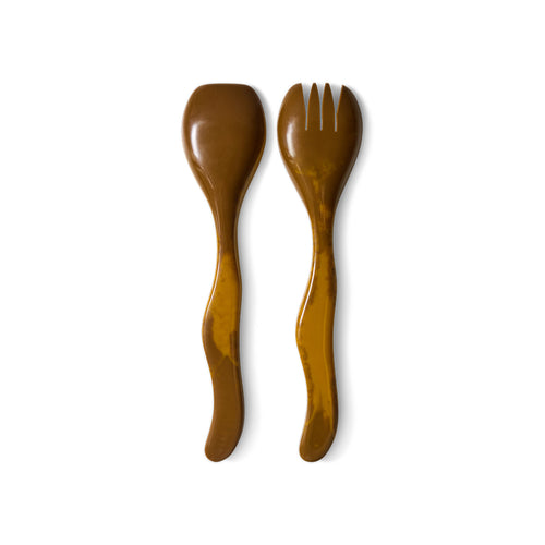 HKLIVING saladebestek – ochre – set van 2