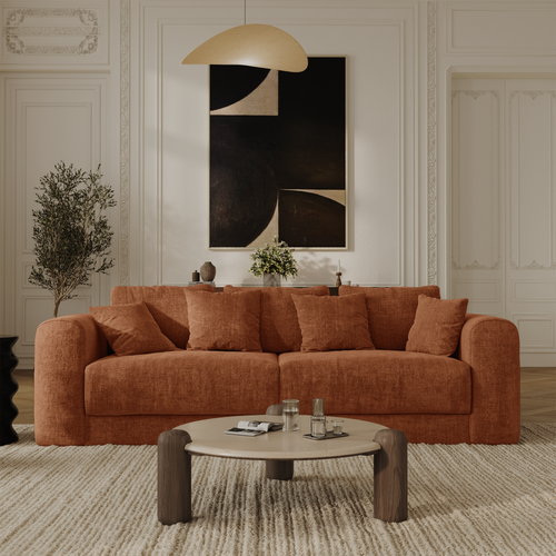 Sia Home - Slaapbank met opbergruimte, notenhout RIO - kruisbinding terracotta 250cm