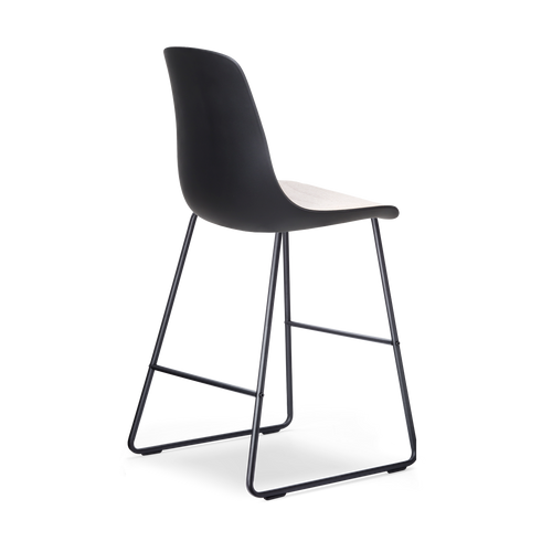 Nolon Nino-Liv Barkruk Zwart - Beige Kussen - Zwart Frame - 65cm