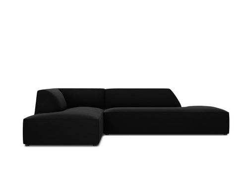 Micadoni linker hoekbank Ruby 4-zits, flueel, zwart - 180x273x69cm