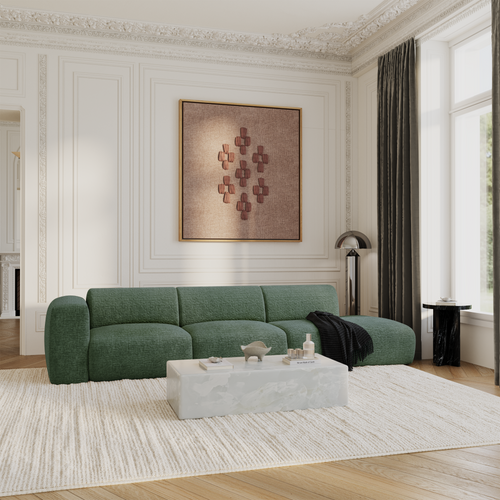 Sia Home - Rechte bank MYRA - Fluweel met patroon - Smaragdgroen - 310cm - vtwonen shop