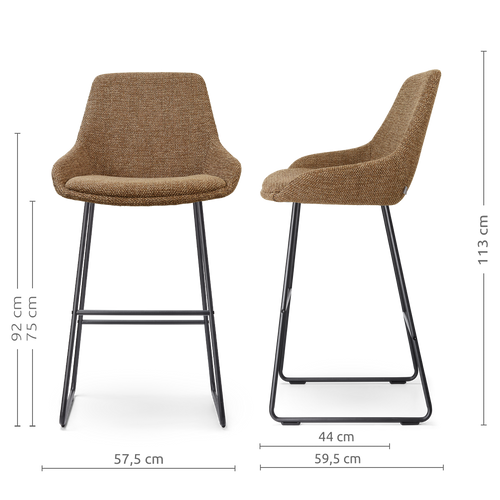 Nolon Nino-Isa barkruk bruin blend - zwart onderstel - 75 cm