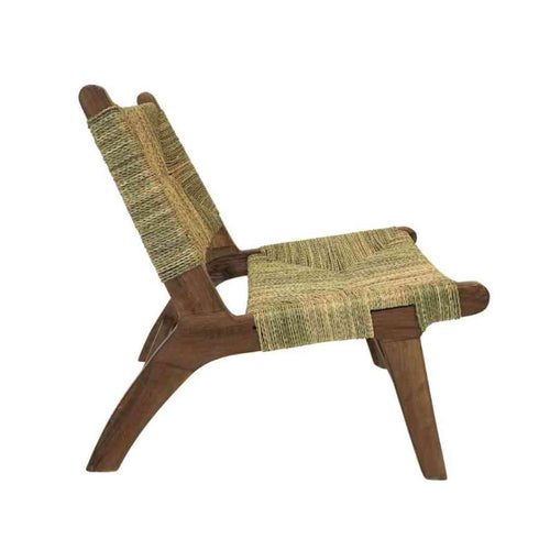 MÔMÉ Lounge Fauteuil Zola - bruin/naturel - walnoothout - 60 x 60 x 73 cm - Boho Chic - vtwonen shop