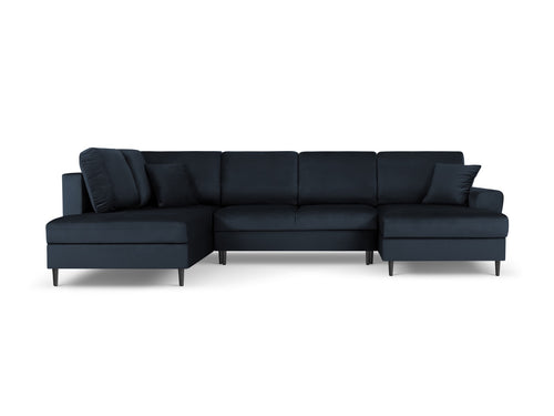 Cosmopolitan Design Links panoramische slaapbank met opbergdoos Kyoto 7-zits, flueel, donkerblauw - 194x313x88cm
