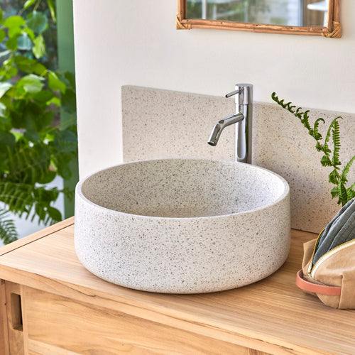 Tikamoon Ronde waskom van wit premium terrazzo ∅ 40 cm - Wit