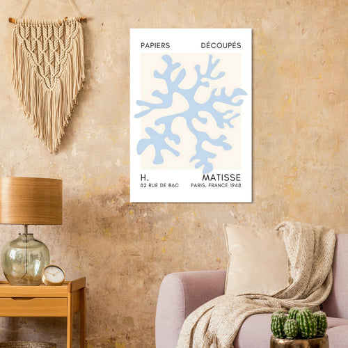 Artfulprints  Matisse – Dreamy coral flower light blue   poster 50x70 cm - vtwonen shop