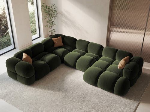 Cosmopolitan Design Panoramische hoekbank links Loretto 5-zits, flueel groente - 250x345x68cm