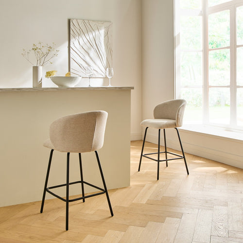 Calicosy - SORREL Set van 2 barkrukken - Beige - 50x53x89 cm