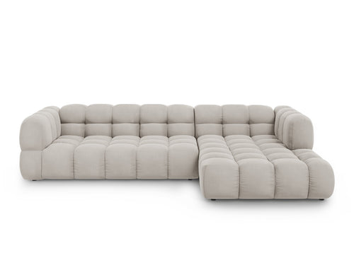 Cosmopolitan Design Modulaire hoekbank rechts Sky 4-zits, flueel, lichtbeige - 162x300x70cm