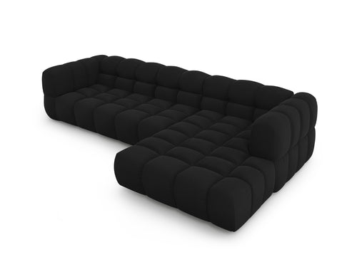 Cosmopolitan Design Modulaire hoekbank rechts Sky 4-zits, flueel, zwart - 162x300x70cm