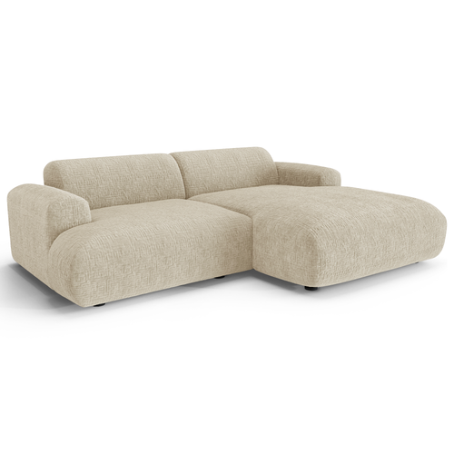 Sia Home - Rechte hoekbanken MYRA - Fluweel met patroon - Crème - 266cm - vtwonen shop