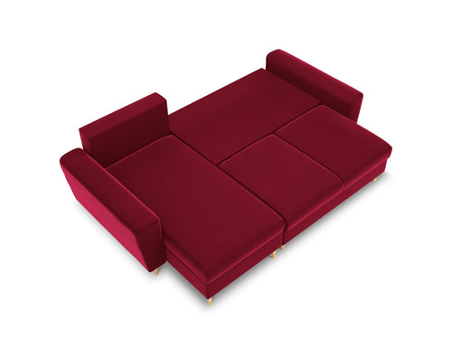 Cosmopolitan Design Omkeerbare converteerbare hoekbank met opbergdoos Kyoto 4-zits, flueel rood - 145x241x88cm