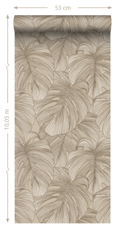 Origin Wallcoverings behang 3D-motief bladeren zand beige - 50 x 900 cm - 347917 - vtwonen shop