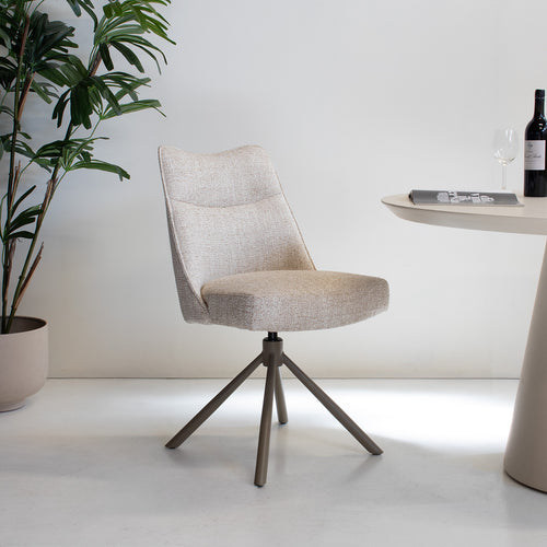 DÉJA Living Eetkamerstoel Meau - Beige/Taupe - Draaibaar - Set van 2 - vtwonen shop