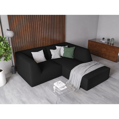 Cosmopolitan Design - Modulaire hoekbank rechts Siena 3-zits, structurele stof zwart - 180x186x69cm