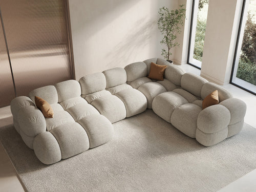 Cosmopolitan Design Panoramische hoekbank rechts Loretto 5-zits, structurele stof beige - 250x345x68cm