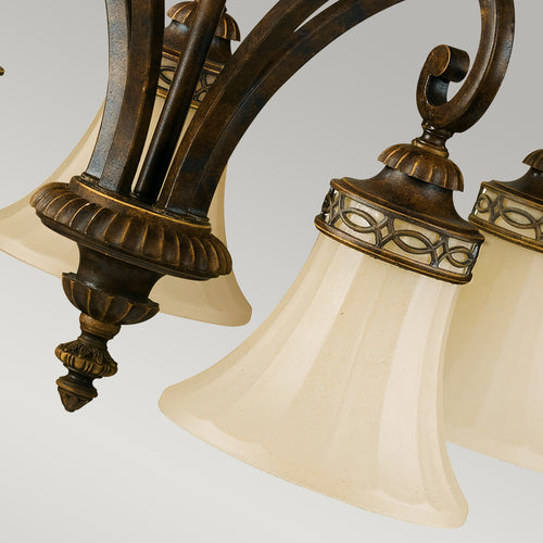 Elstead Drawing Room - 5 lichts multi-arm kroonluchter walnoot finish, E27