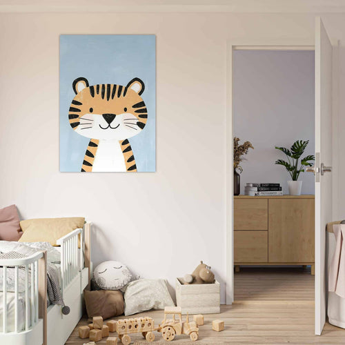 Artfulprints Poster Speelse tijger vriend   - A4 21x29.7 cm - Oranje
