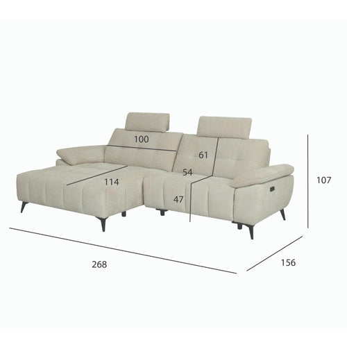 Furnhouse chaise longue bank links Colorado - Crème wit - Stof - 156x268x107