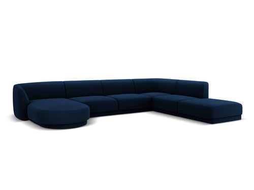 Micadoni Panoramische hoekbank rechts Miley 6-zits, flueel, koningsblauw - 255x330x70cm