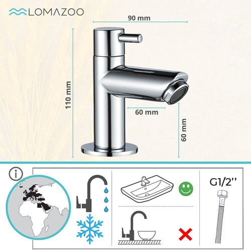 LOMAZOO fonteinkraan Pyrmont - koud water - chroom