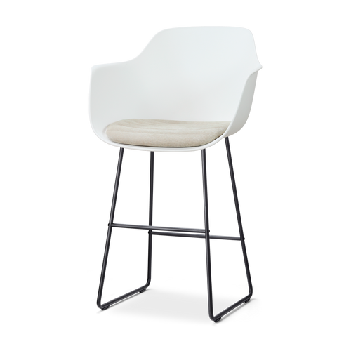 Nolon Nino-Liz barkruk wit met naturelbeige zitkussen - zwart onderstel - 75 cm