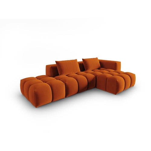 Cosmopolitan Design - Modulaire hoekbank rechts Verona 4-zits, flueel terracotta - 145x265x70cm